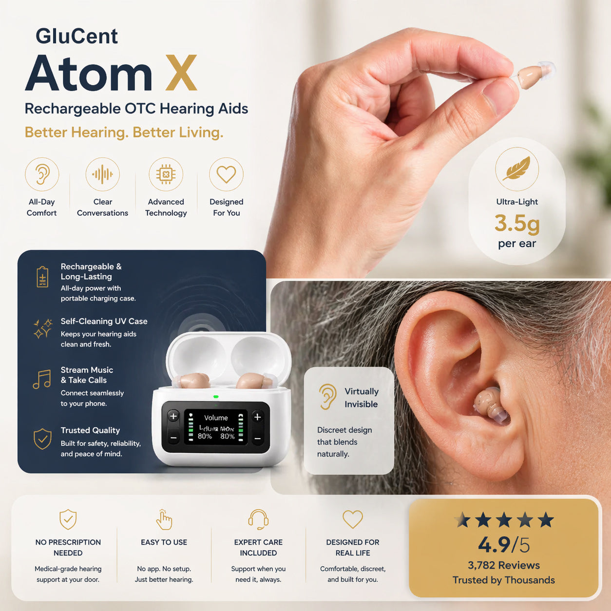 🔥 Final 2 Hours : Only Limited Stock Left🏆GluCent® Atom X Smart Hearing Aids — Hear Clearly, Feel Confident Again 💖(Mayo Clinic Recommended）
