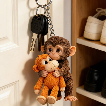 🐵 3D Punch’s Hug Orangutan Mama Monkey Keychain 💕🎁Emotional Gift for Animal Lovers, Family, Friends, Loved Ones