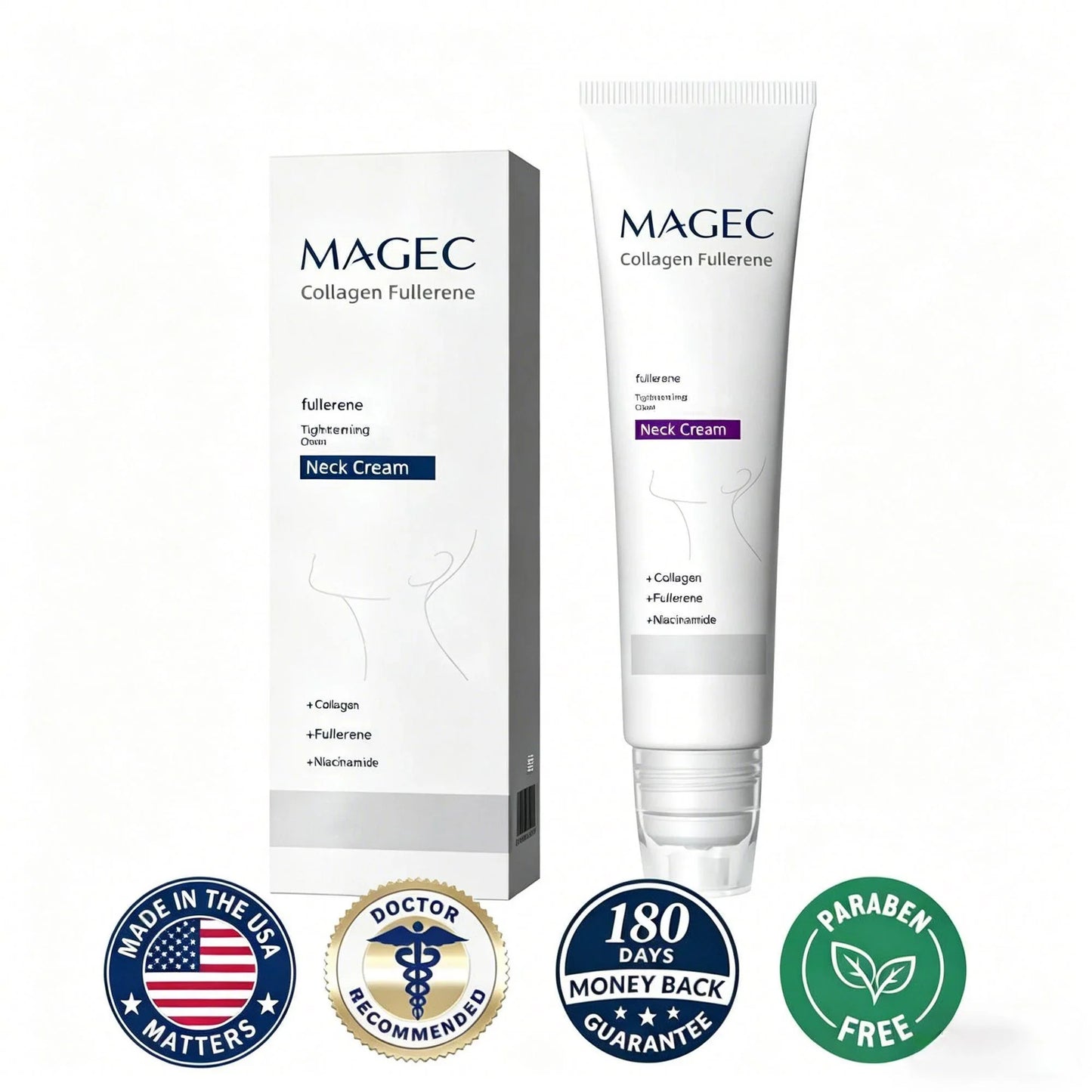 Roller Massage Neck Cream 🧴 Collagen & Hyaluronic Acid | Firms Neck, Reduces Wrinkles & Double Chin